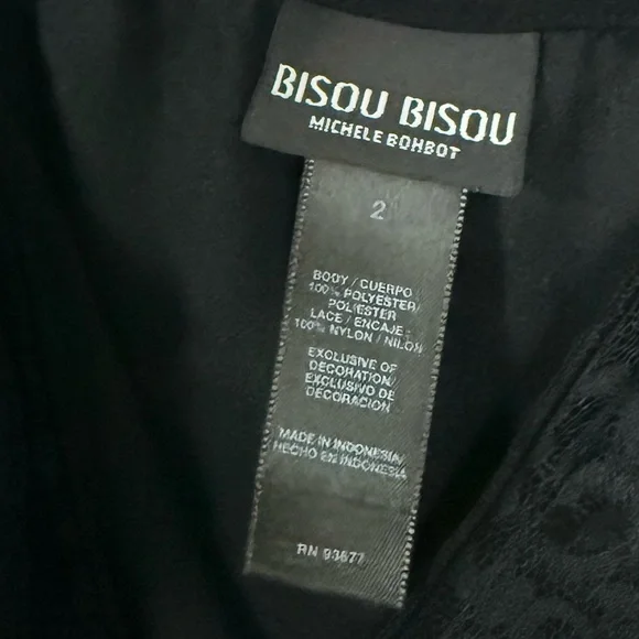 Bisou Bisou Y2K Black Lace Satin Cami - Picture 3 of 5